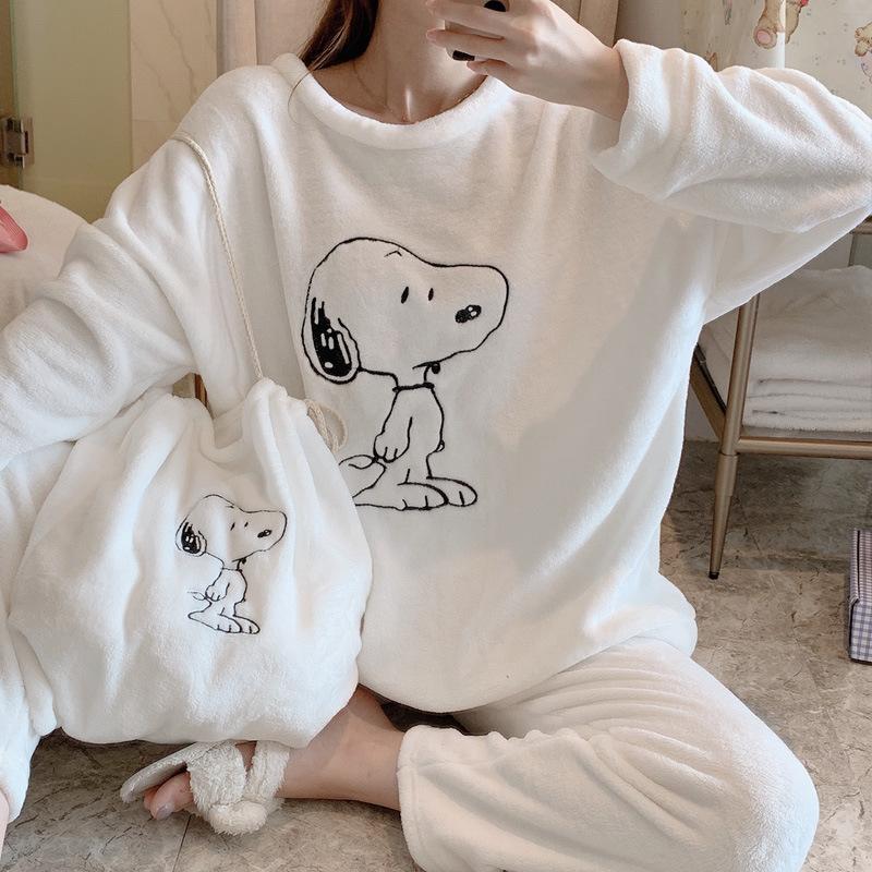 スヌーピー パジャマ ルームウェア レディース 秋冬 長袖 パジャマ フランネル ルームウェア 暖かい 上下セット 可愛い 厚手部屋着 寝巻き 2色 Msk 433 猫バドストア 通販 Yahoo ショッピング