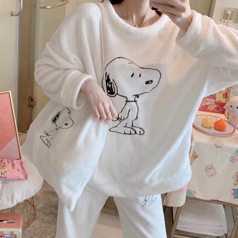 スヌーピー パジャマ ルームウェア レディース 秋冬 長袖 パジャマ フランネル ルームウェア 暖かい 上下セット 可愛い 厚手部屋着 寝巻き 2色 Msk 433 猫バドストア 通販 Yahoo ショッピング