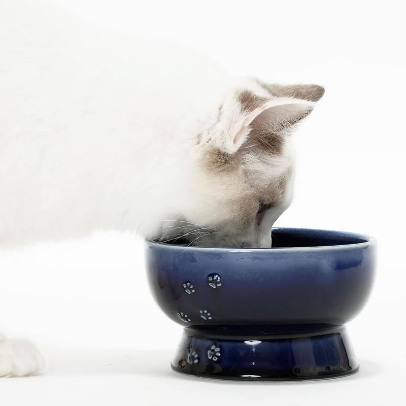 猫壱（necoichi） 美濃焼 脚付 ウォーターボウル ブルー 猫用品 食器
