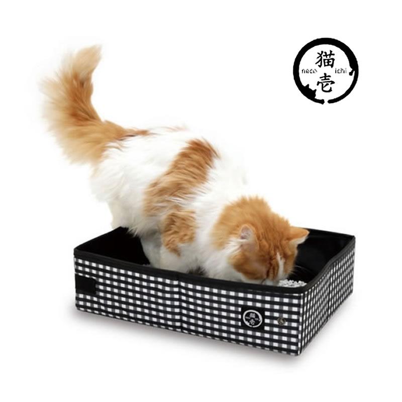 猫壱（necoichi） ポータブル トイレ 黒 猫用品トイレ 折り畳み : ねこ