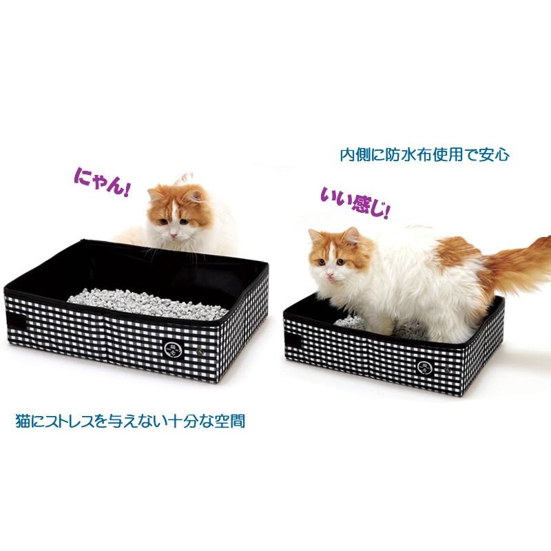 猫壱（necoichi） ポータブル トイレ 黒 猫用品トイレ 折り畳み : ねこ