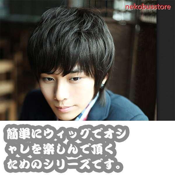 Sale Off ウィッグ ショート メンズ 自然 ナチュラル ブラック 黒髪 かつら 耐熱ウィッグ 男装 ヘアネット付き