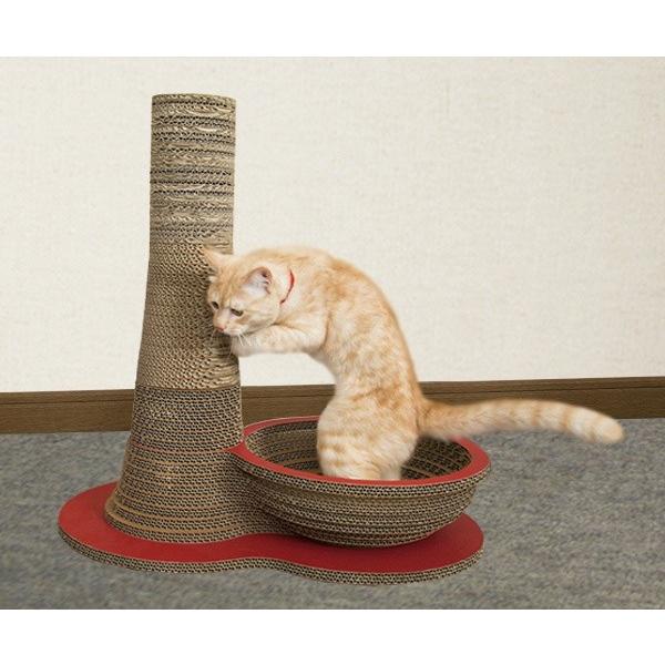 ニャンダフル・爪とぎ 「ポール＆ボウル」 ／ 猫用 ファニチャー 爪とぎ ECOでおしゃれなデザインのこだわり品 日本製ダンボール | 