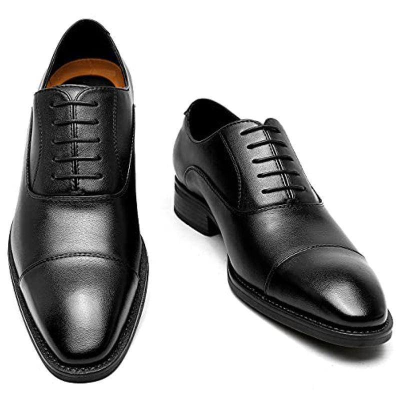 Poerkan ビジネスシューズ メンズ 内羽根 新発売の ドレスシューズ ストレートチップ 紳士靴 防水レザー ウイングチップ ロングノーズ 革靴 新品同様