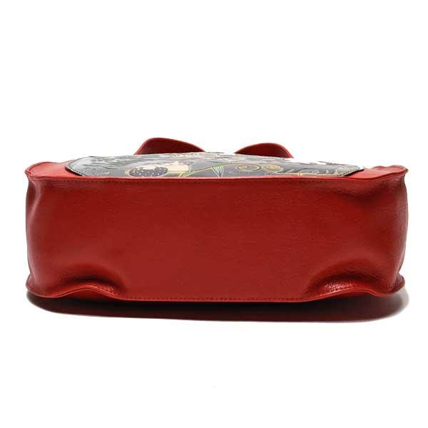 手染め 猫型 2WAYトートバッグ ＆ ショルダーバッグ 猫と花 （レッド  