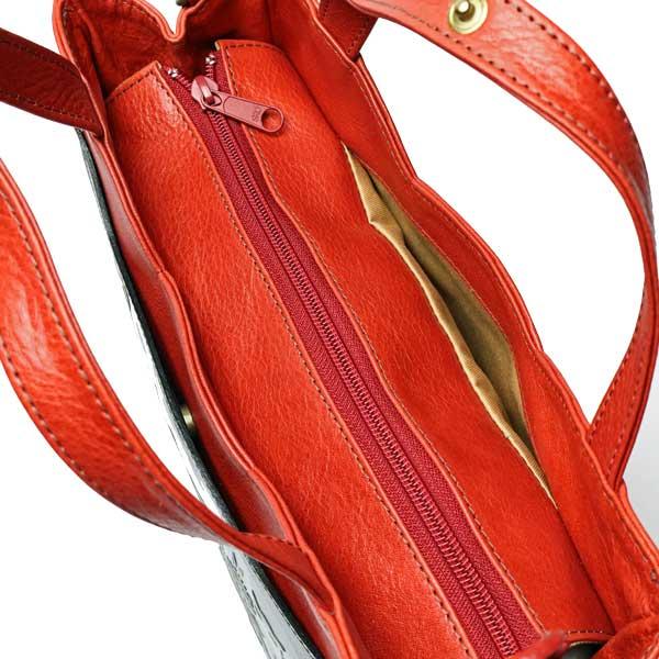 手染め 猫型 2WAYトートバッグ ＆ ショルダーバッグ 猫と花 （レッド  