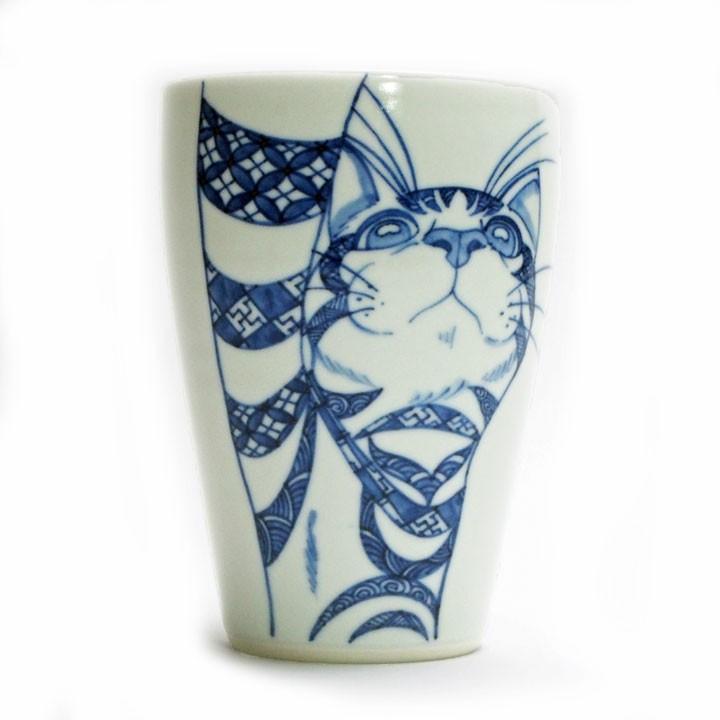 風龍窯 見谷佳則 猫の染付フリーカップ 大 猫パンチ小紋猫 猫 京焼 清水焼 Fu Fcl Panchko ねこのざっか屋さん ネコランド 通販 Yahoo ショッピング