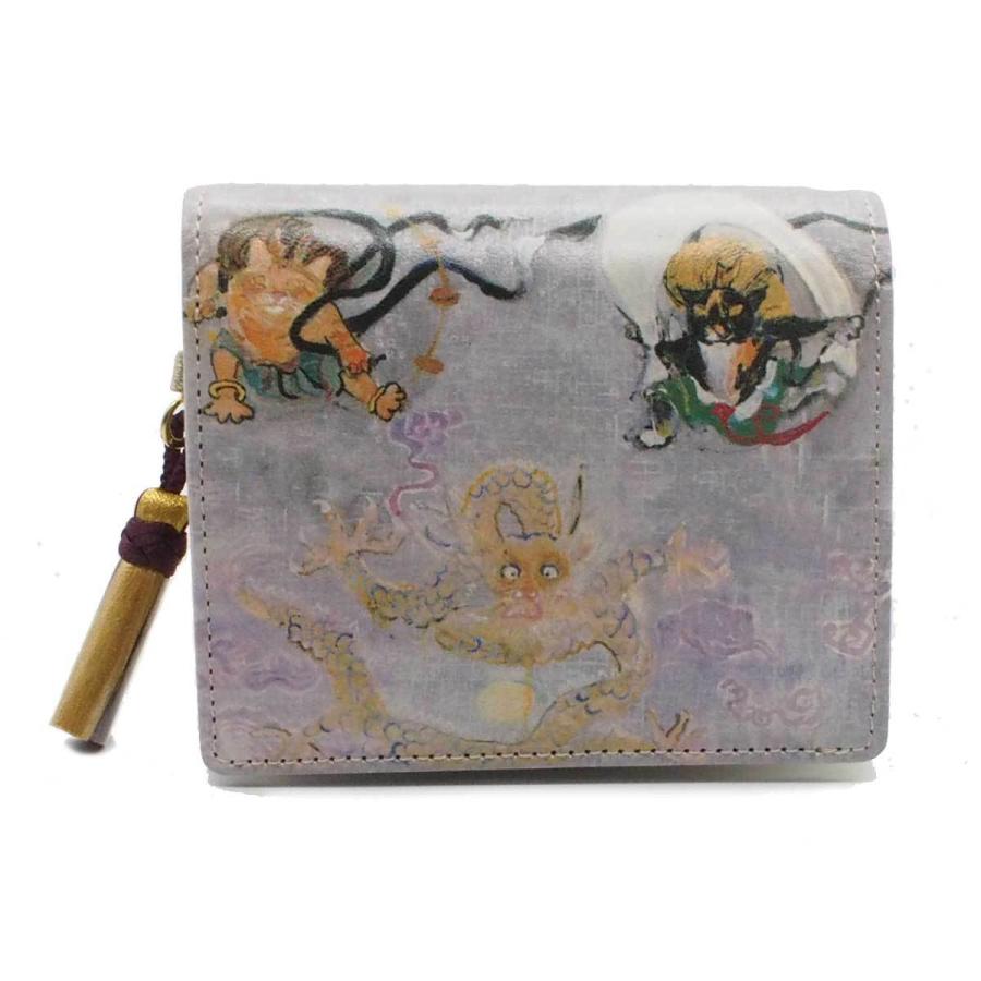 二つ折り財布 和マンハッタナーズ 吉日パース ２つ折り財布 ボックス型小銭入れタイプ 龍神とフーちゃん ライちゃん 猫グッズ 猫雑貨 猫 財布 サイフ Ma70 7321 Gry ねこのざっか屋さん ネコランド 通販 Yahoo ショッピング