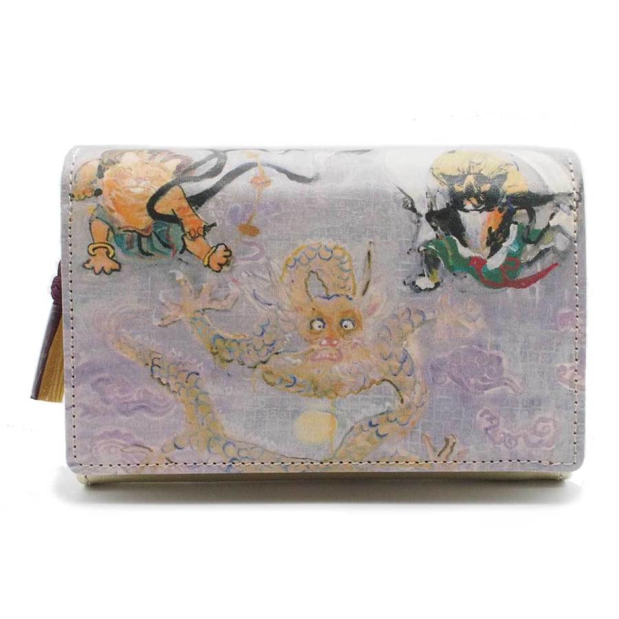 二つ折り財布 和マンハッタナーズ 吉日パース ２つ折り財布 ファスナー式小銭入れタイプ 龍神とフーちゃん ライちゃん 猫グッズ 猫雑貨 猫 財布 Ma70 7323 Gry ねこのざっか屋さん ネコランド 通販 Yahoo ショッピング