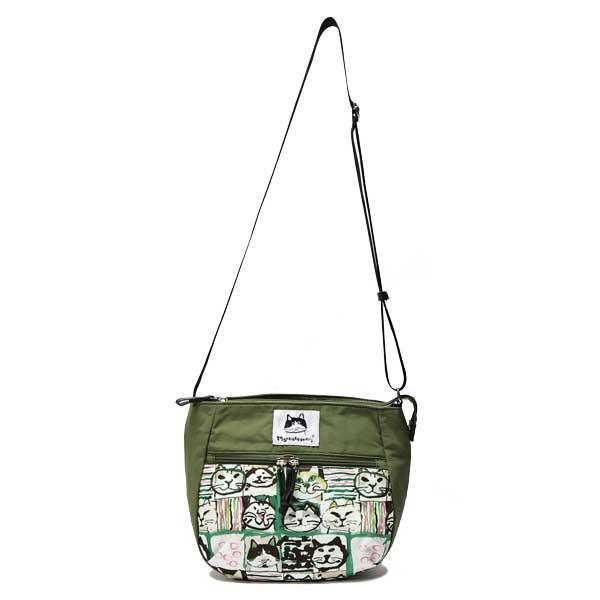 マンハッタナーズ アベニュー ショルダーバッグ 「紋様猫顔」 71-2474-KAK 【猫 ショルダーバッグ】 猫グッズ 猫雑貨 爆買