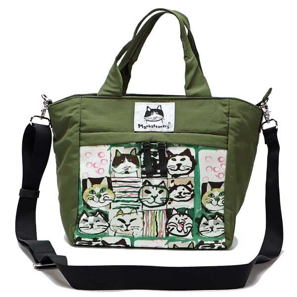 マンハッタナーズ アベニュー 2ＷＡＹバッグ 「紋様猫顔」 71-2475-KAK 小さめ 猫グッズ 猫雑貨