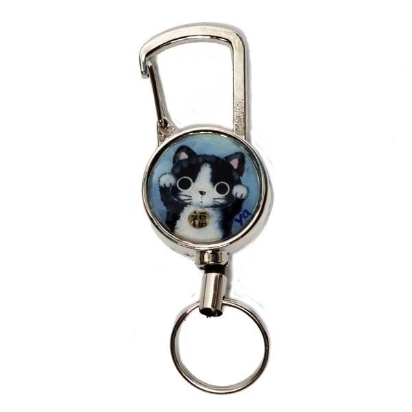 やまねこ 手作り 猫 キーリール キーホルダー 猫グッズ 猫雑貨 リール