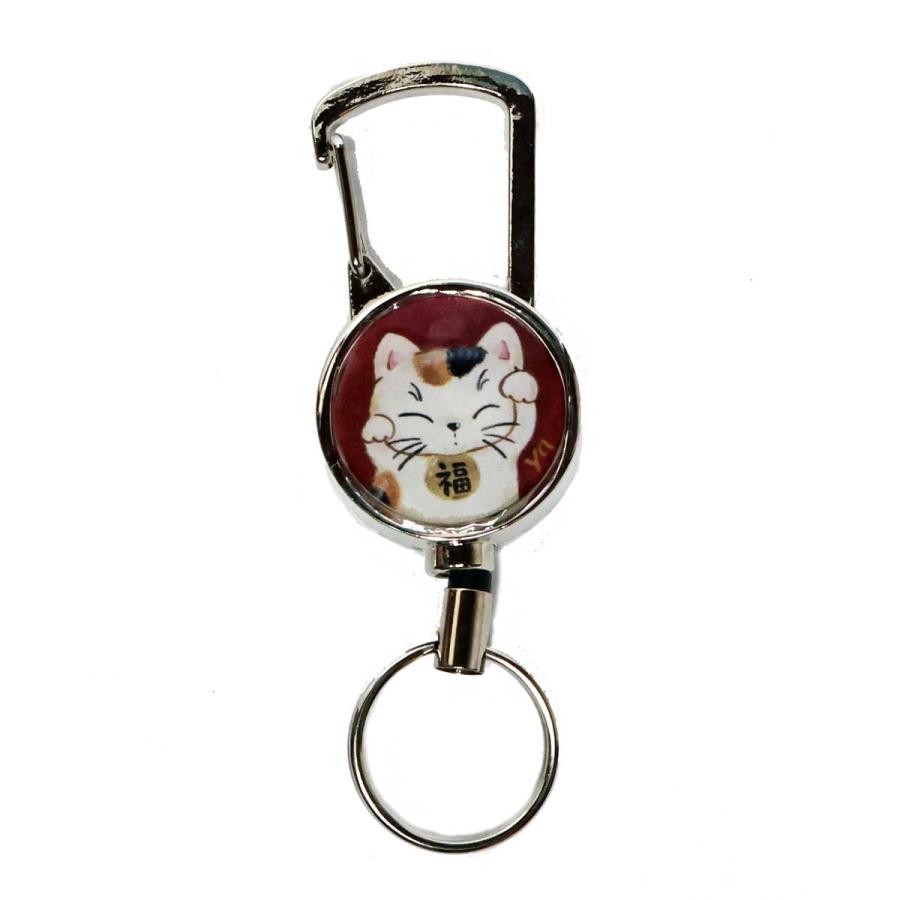 やまねこ 手作り 猫 キーリール キーホルダー 猫グッズ 猫雑貨 リール