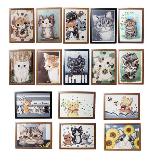 やまねこ　ポスター （額入り） ポスター ネコ アートポスター 猫 A4ポスター かわいい フレーム付き A4猫ポスター 木枠付き おしゃれ ねこ 絵画 アートパネル（Yahoo!・ねこのざっか屋さん ネコランド）