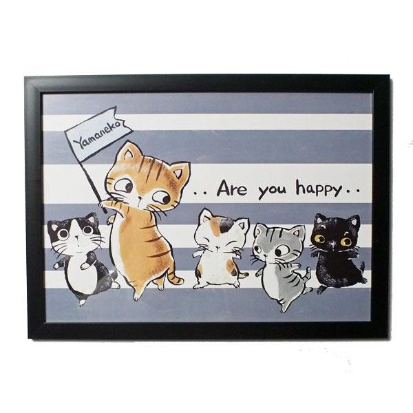 やまねこ ポスター （額入り） ポスター ネコ アートポスター 猫 A4