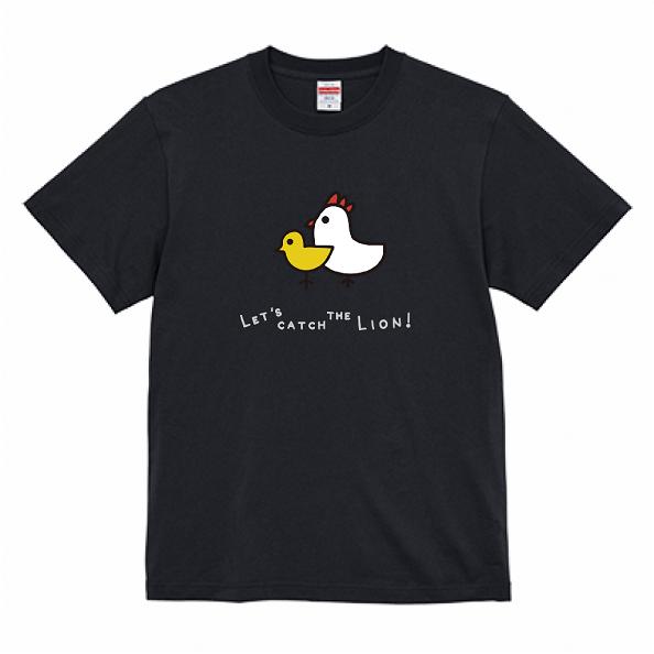 どうぶつしょうぎTシャツ ひよことニワトリ ブラック／ホワイト