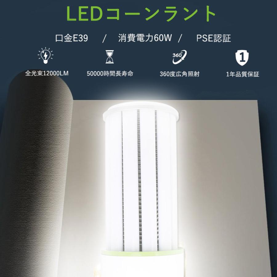 セット販売 80個 LED電球 昼光色 12000lm ビームライト スポットライト コーンライト E39電球駐車場工場 高天井用led照明 60w e39 パラストレス 水銀灯代替｜nekonekoneko｜02