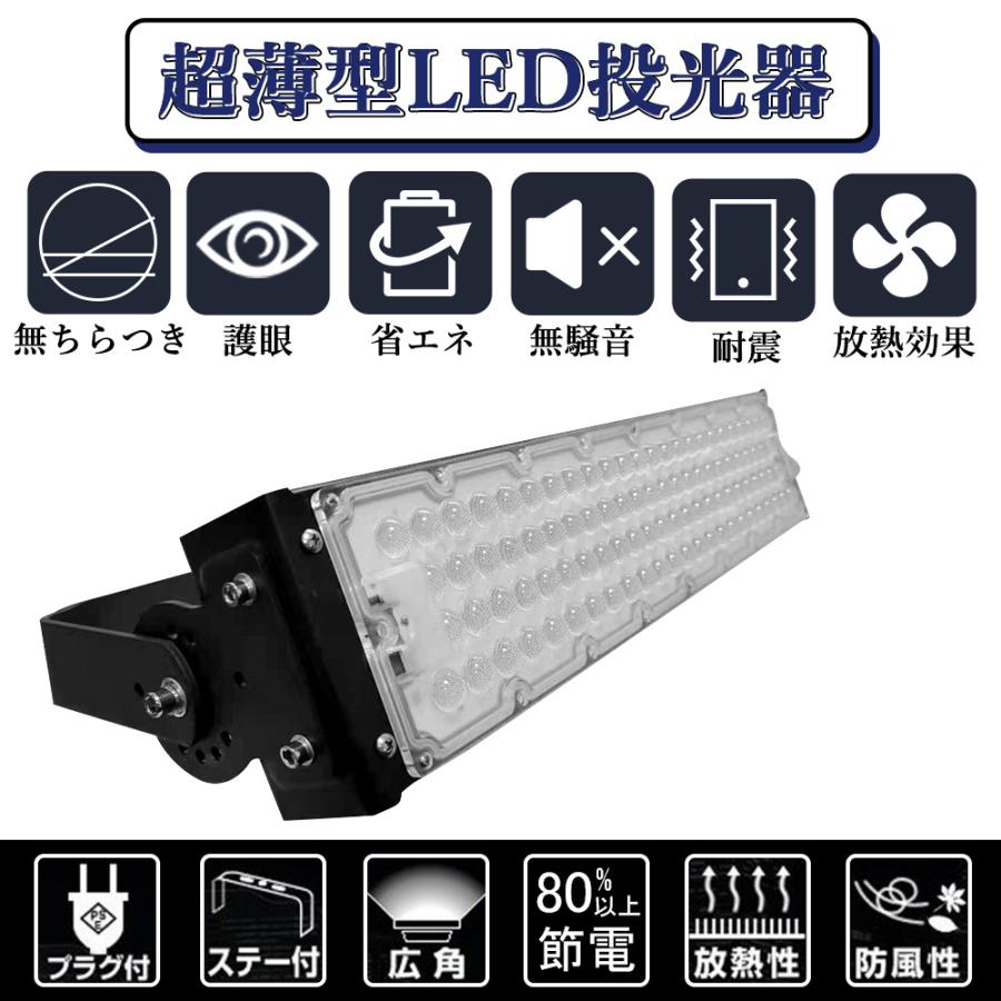 薄型投光器300w 屋外屋内照明 高輝度IP65完全防水 48000LM 防塵 耐震 照明ライト 180°回転 5m電源コード付け作業灯 工場灯 看板灯 町内の防犯灯｜nekonekoneko｜09