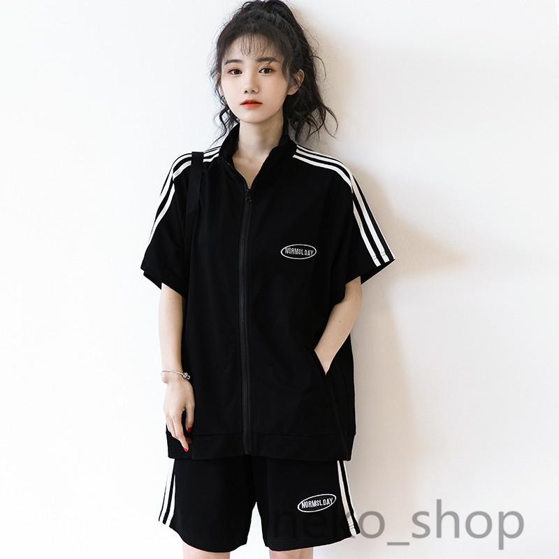 ジャージ上下セット レディース 半袖 ジップパーカ ショートパンツ ショートパンツ セットアップ 韓国 スポーツ ルームウェア 部屋着 運動 カジュアル Ls 3676 ねこねこねこshop 通販 Yahoo ショッピング