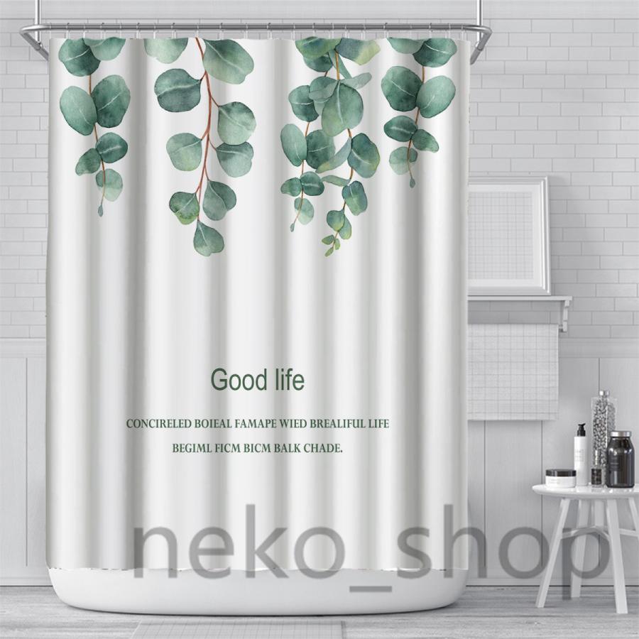 シャワーカーテン 防水 防カビ加工 カーテンリング付き 植物プリント 浴室 脱衣所 バスルーム お風呂 おしゃれ 目かくし 仕切り バス用品 13色 Lsn 7009 ねこねこねこshop 通販 Yahoo ショッピング