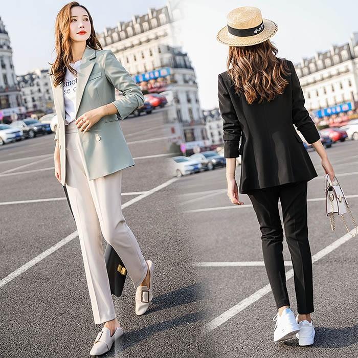 超目玉 オフィス カジュアル レディースコーデ パンツスーツ ロング丈 テーラードジャケット 綺麗 通勤セット 合わせやすい お洒落 スプリング ジャケット 韓国風 W Xlrm3695 2 ねこねこねこshop 通販 Yahoo ショッピング