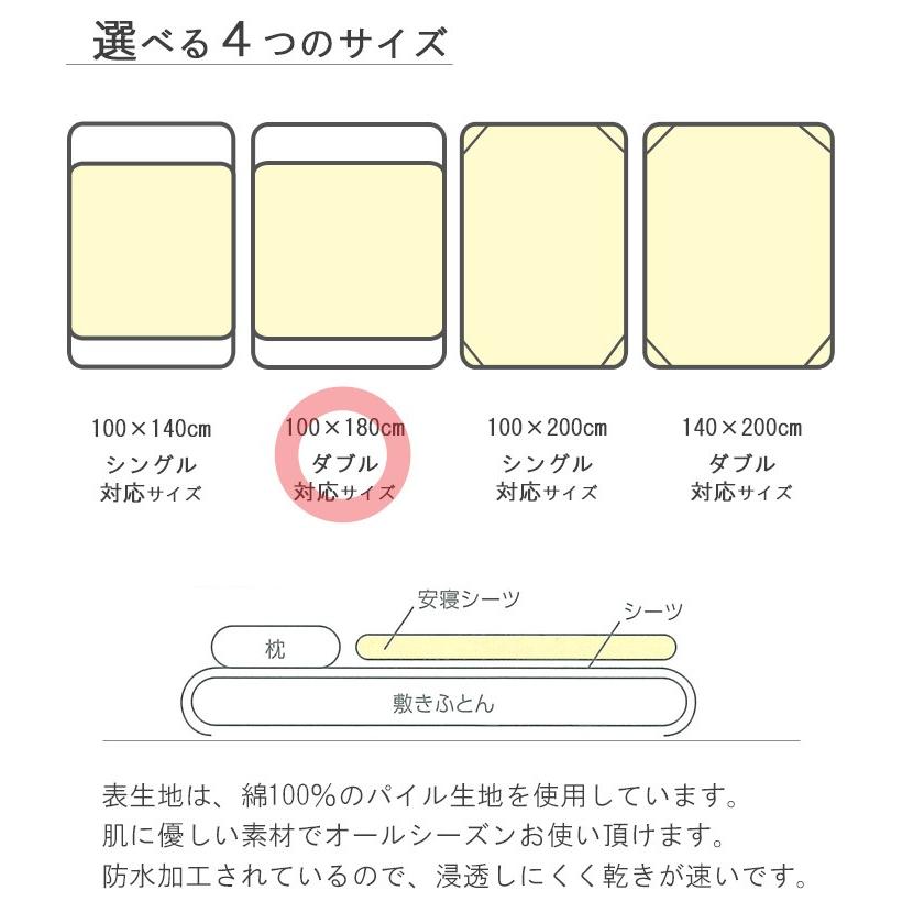 防水 安寝シーツ 100×180cm 折込タイプ ダブル対応 速乾 防水シーツ ロマンス小杉 安心シーツ あんしんシーツ 4060-1950 6便｜nekoronta｜04