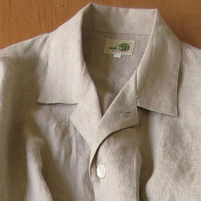 送料無料 パジャマ 夏 前開き 麻100％ 長そで 長ズボン 日本製 生成