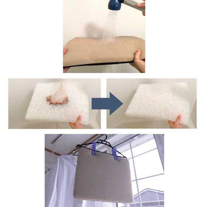 日本製 すわり〜な 33×40cm 厚さ4cm ブレスエアー 洗える 高反発 座布団 椅子用 ドライブ用 腰痛対策 体圧分散 オフィス B-AIR PRO ASS0019Tの画像
