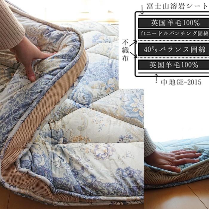 送料無料 マチ付き羊毛多層敷きふとん セミダブル 羊毛敷き布団