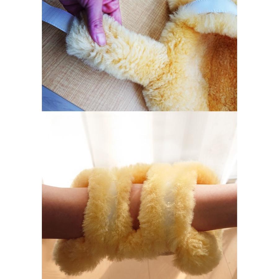 肘 褥瘡予防 ひじあて メディカルムートン ひじ当て 2個1組 ベルト部もムートンつき 医療用 介護用 日本製 床擦れ防止用具 介護用品 天然羊毛皮 舛田 MM-08の画像