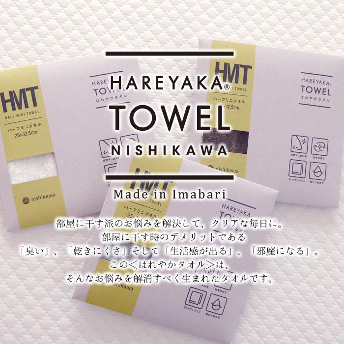 西川 日本製 はれやかタオル 25×12.5cm ハーフミニタオル 長方形 西川 日本製 はれやかタオル 25×12.5cm ハーフミニタオル 長方形