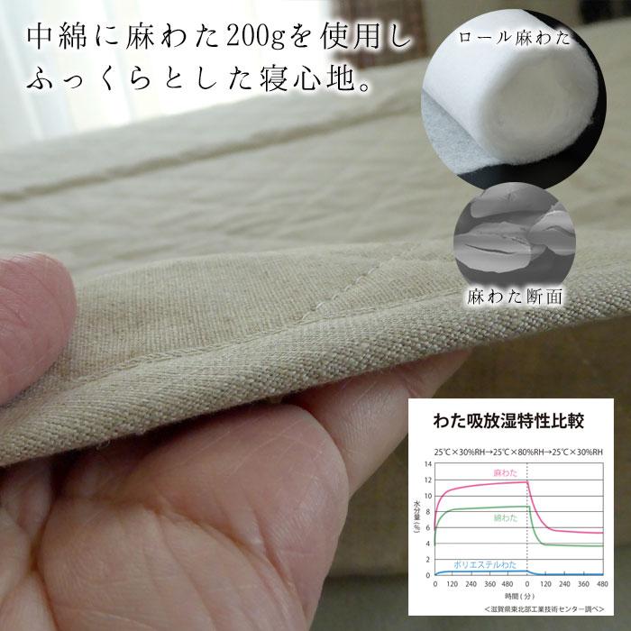 日本製 リネン 敷きパッド シングル 100×200cm 裏表両面使える リネン
