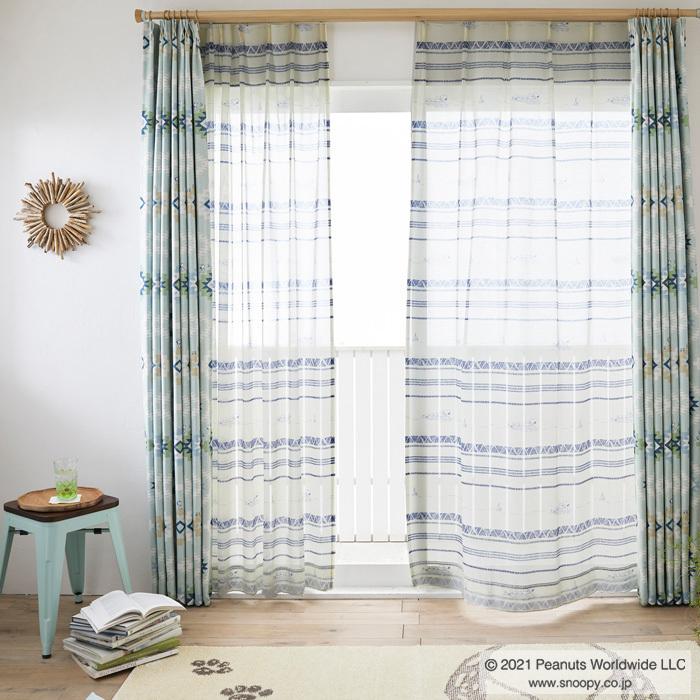 スミノエ スヌーピー レースカーテン 100×198cm ピーナッツ／ロー