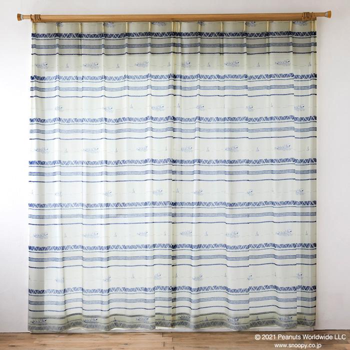 スミノエ スヌーピー レースカーテン 100×198cm ピーナッツ／ロー