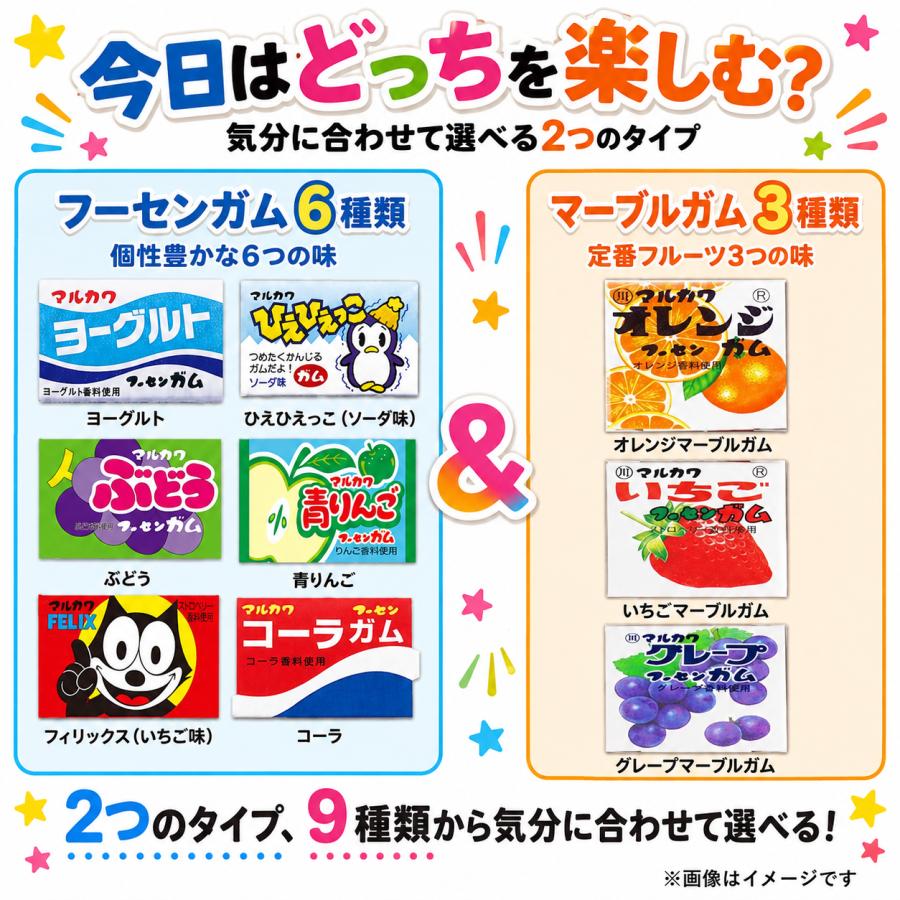 マルカワ フーセンガム 6種類 各15個 マーブルガム 3種類 各18個 計144