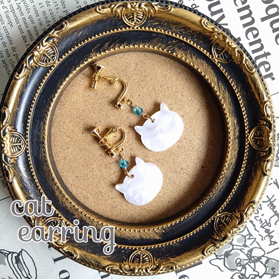 イヤリング ねこ ネコ 猫 猫雑貨 猫型 ラインストーン クリスタル