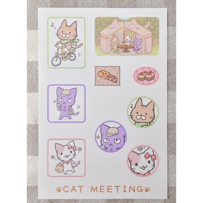 猫の手さきオリジナル Cat Meeting キャラクターシール 2 Cat003 猫雑貨専門店 猫の手さき 通販 Yahoo ショッピング