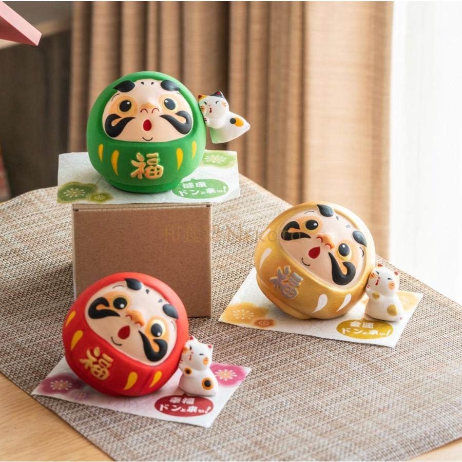 リュウコドウ どんと来い！だるま貯金箱 金/赤/緑 置物 縁起物 お土産