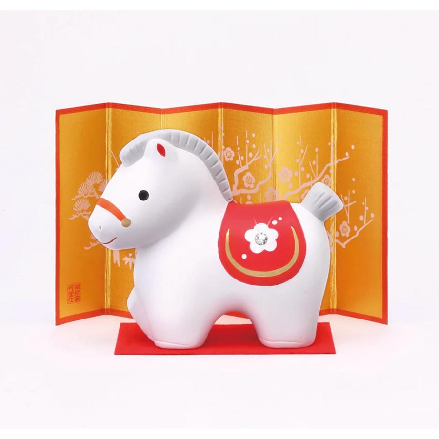 薬師窯 錦彩招福午(クリスタルガラス付) 令和8年 2026 招き午 馬 干支