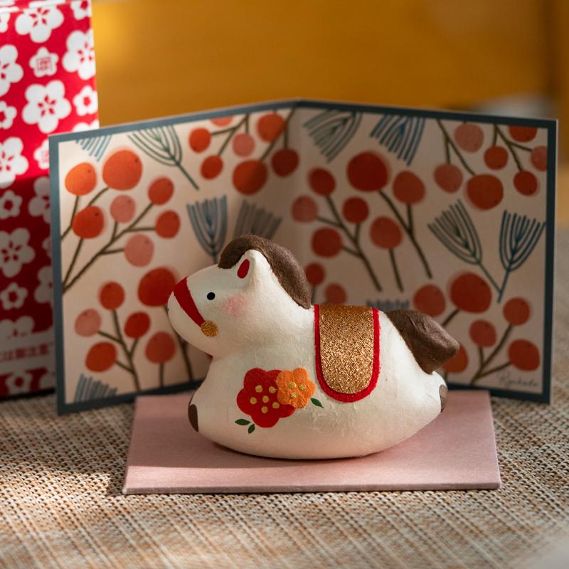 リュウコドウ 日本製 正月飾り2026年令和8年 ちぎり和紙 南天と松屏風