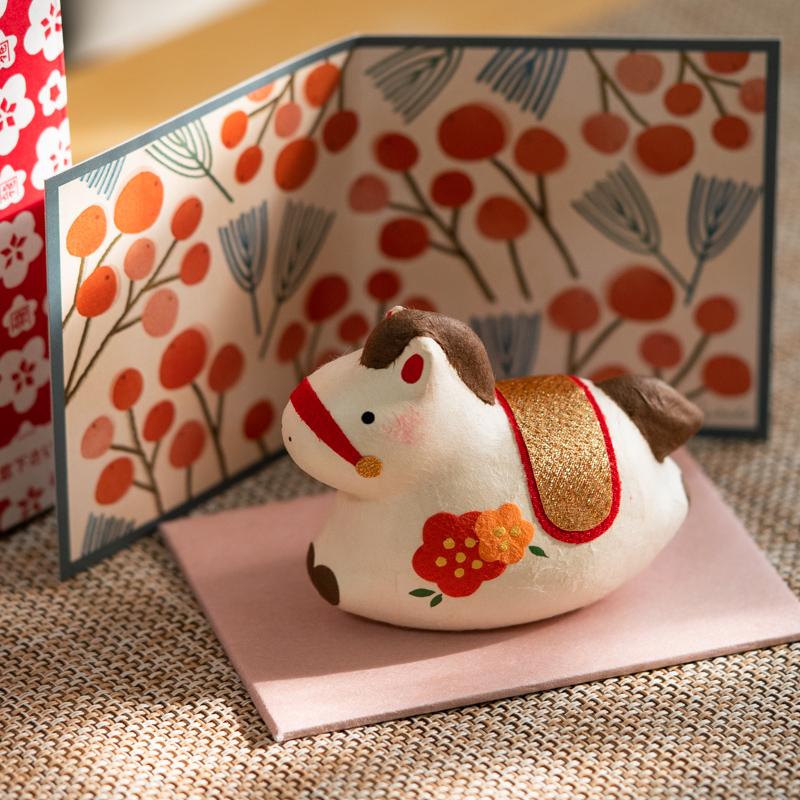 リュウコドウ 日本製 正月飾り2026年令和8年 ちぎり和紙 南天と松屏風