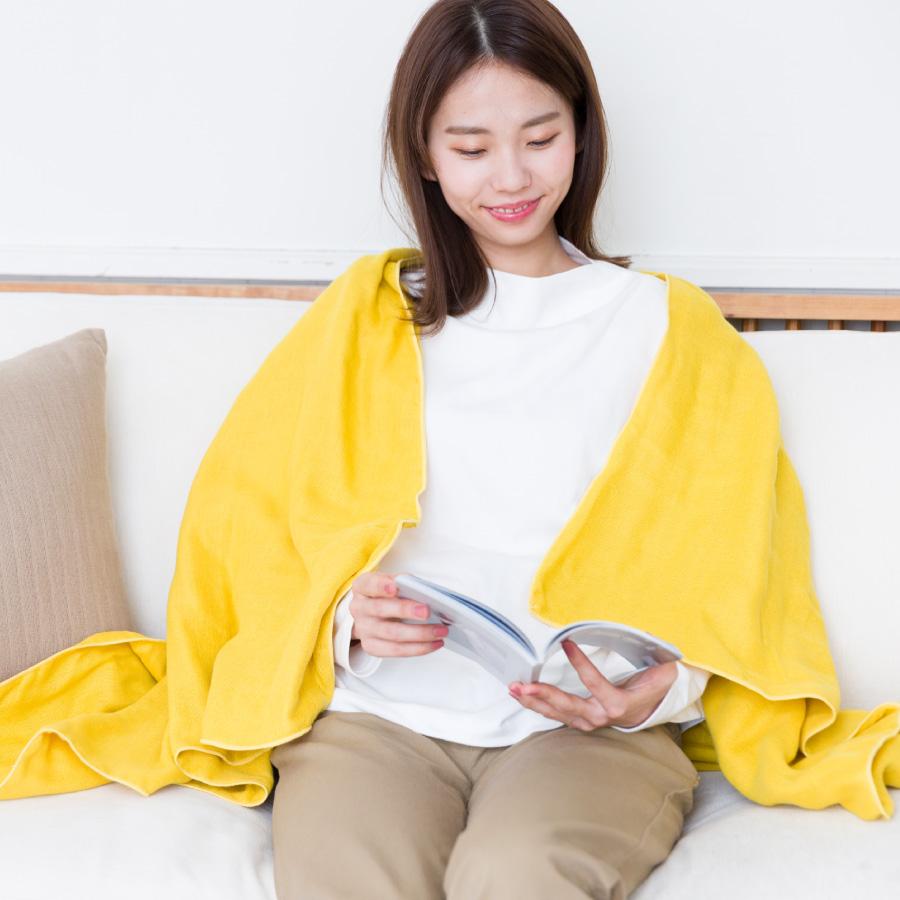 【70㎝×100㎝】ブランケット　大判　コットン　【purple×yellow】 ひざ掛け 6重ガーゼ ブランケット 日本製 綿100% 三河木綿 70×140cm