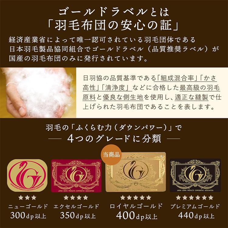 ロイヤルゴールドラベル】羽毛布団 シングル グース グースダウン 日本