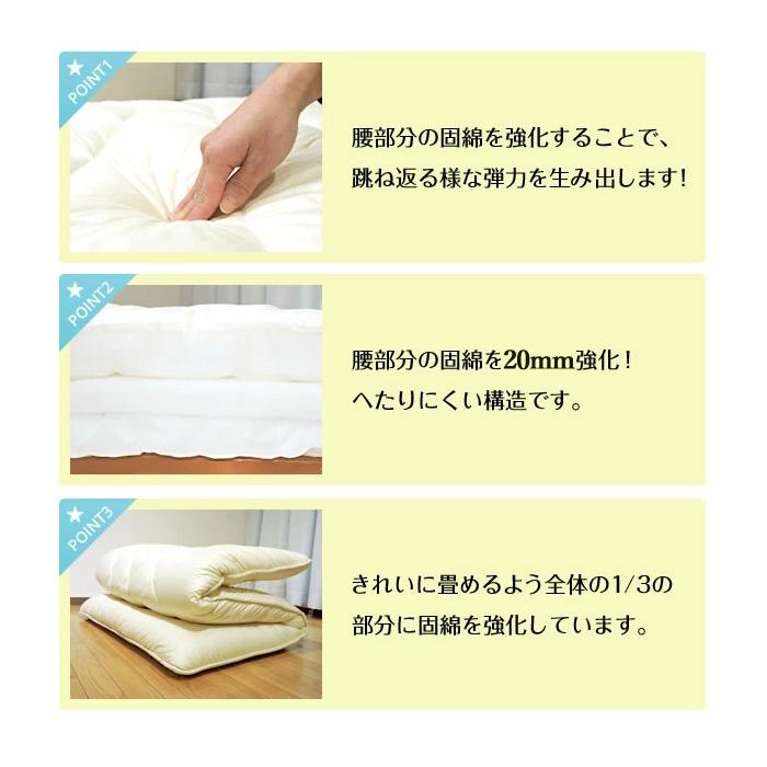 TEIJIN - 敷布団 日本製 三層敷き布団 第一人者 抗菌 防臭 防壁蝨目 胴回り一元管理 蒸れにくい 固芯入 ふとん 帝人 寝具