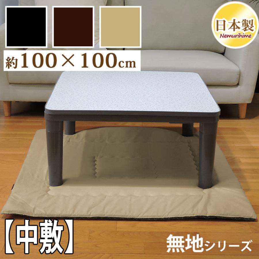 こたつ布団 中敷き 100×100cm 正方形 シンプルカラー 固綿芯