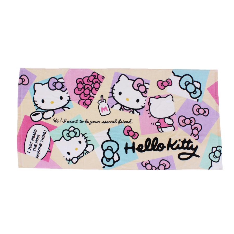 バスタオル キティ サンリオ サンリオ ハローキティ HELLO KITTY コマ柄 スモールワールド 60×120cm｜nemurinoheya｜08