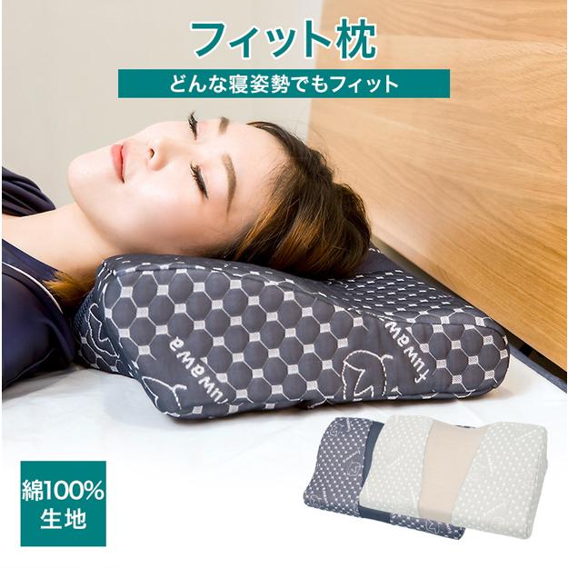 fuwawa 低反発枕 フィット枕 首サポート枕 頸椎サポート枕 天然素材綿
