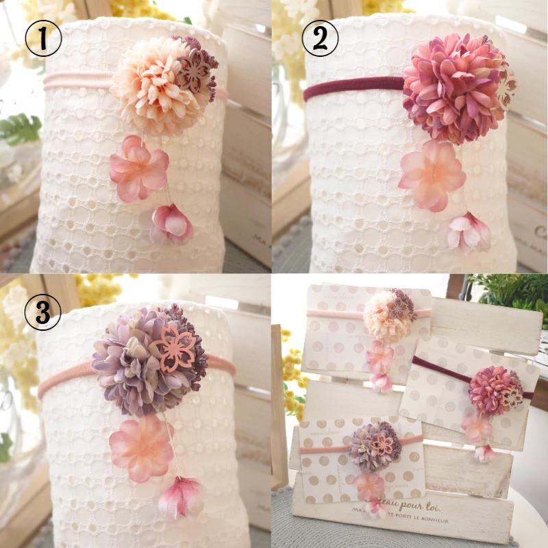 キッズ 和 七五三 花 髪飾り くすみマムと八重桜和飾り ベビー