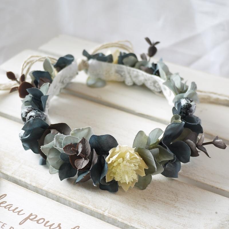 キッズ ベビー 花かんむり ブラックユーカリ 木の実花冠り 1 2 3 4 5 6 7 8歳 ヘアアクセサリー リボン調節 日本製 フォトスタジオ ブラック 赤ちゃん ひな祭り 七五三 成人式の髪飾りはネネズデコ 通販 Yahoo ショッピング