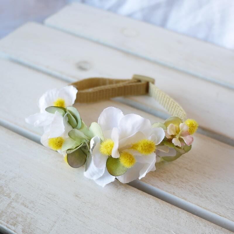 撮影用　ペットチョーカー　ミモザ　ヘッドドレス　ミモザチョーカー 犬お花チョーカー≪ミモザのチョーカー≫ 写真撮影 トリミング